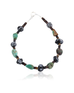 Certified Authentic Navajo .925 Sterling Silver Turquoise and Snowflake Native American Bracelet 371016782983