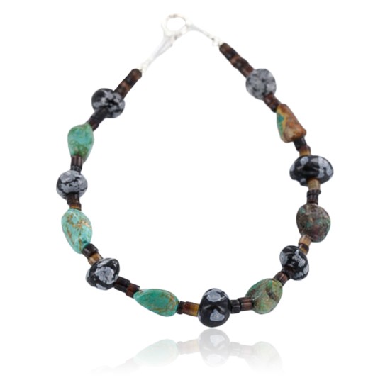 Certified Authentic Navajo .925 Sterling Silver Turquoise and Snowflake Native American Bracelet 371016782983