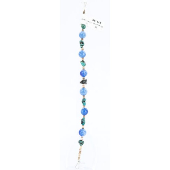 Certified Authentic Navajo .925 Sterling Silver Turquoise BLUE AGATE Native American Bracelet 371019604341