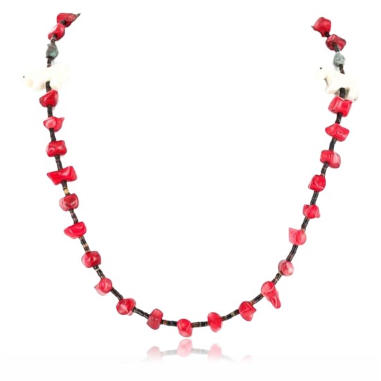 Certified Authentic Navajo .925 Sterling Silver Turquoise Bone Coral Native American Necklace 371047433915