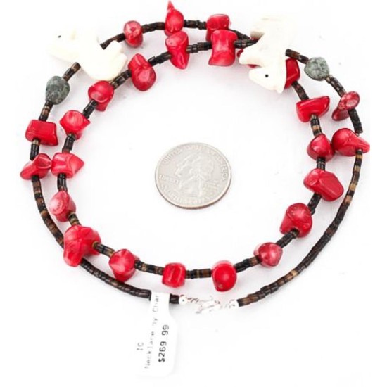 Certified Authentic Navajo .925 Sterling Silver Turquoise Bone Coral Native American Necklace 371047433915