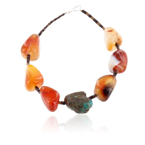 Certified Authentic Navajo .925 Sterling Silver Turquoise CARNELIAN Native American Bracelet 390781469477