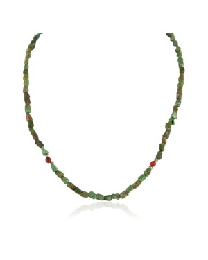Certified Authentic Navajo .925 Sterling Silver Turquoise Coral Native American Necklace 15781