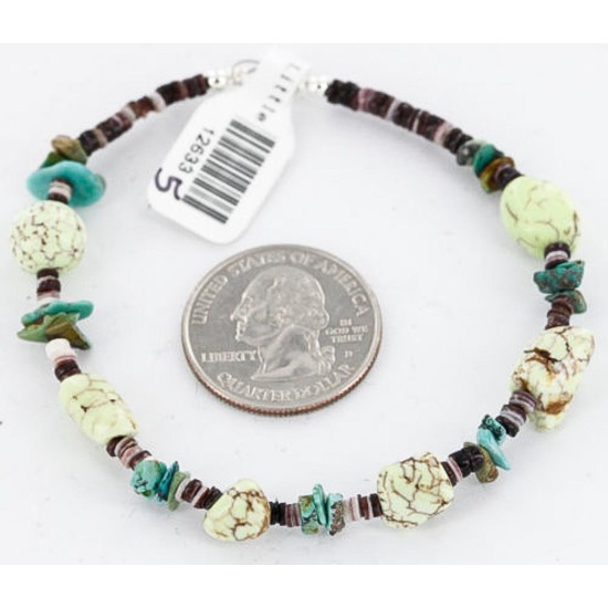 Certified Authentic Navajo .925 Sterling Silver Turquoise Gaspeite Native American Bracelet 371041717091