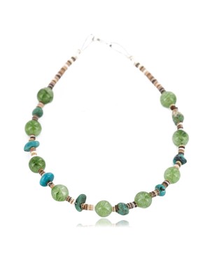 Certified Authentic Navajo .925 Sterling Silver Turquoise GREEN JADE Native American Bracelet 371021063701
