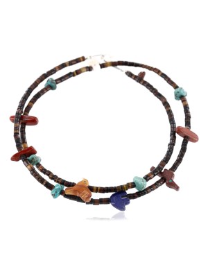 Certified Authentic Navajo 925 Sterling Silver Turquoise, JASPER and LAPIS Native American Necklace 750111-3