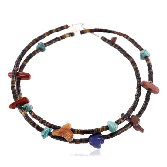 Certified Authentic Navajo 925 Sterling Silver Turquoise, JASPER and LAPIS Native American Necklace 750111-3 Certified Authentic Navajo 925 Sterling Silver Turquoise, JASPER and LAPIS Native American Necklace 750111-3