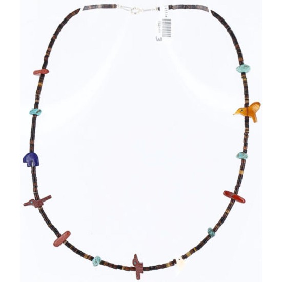 Certified Authentic Navajo 925 Sterling Silver Turquoise, JASPER and LAPIS Native American Necklace 750111-3 Certified Authentic Navajo 925 Sterling Silver Turquoise, JASPER and LAPIS Native American Necklace 750111-3