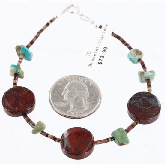Certified Authentic Navajo .925 Sterling Silver Turquoise Jasper Native American Bracelet 371013446974