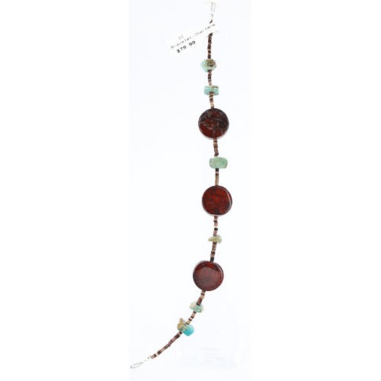 Certified Authentic Navajo .925 Sterling Silver Turquoise Jasper Native American Bracelet 371013446974