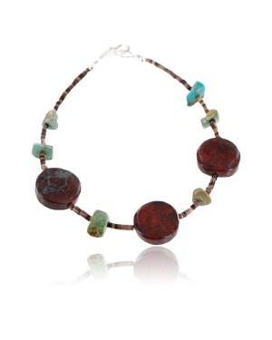 Certified Authentic Navajo .925 Sterling Silver Turquoise Jasper Native American Bracelet 371013446974