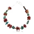 Navajo .925 Sterling Silver Turquoise Jasper Native American Bracelet 390779783296