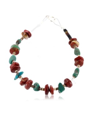 Certified Authentic Navajo .925 Sterling Silver Turquoise Jasper Native American Bracelet 390779783296