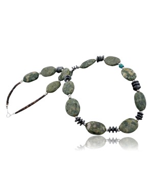 Certified Authentic Navajo .925 Sterling Silver Turquoise Jasper Native American Necklace 15432-35