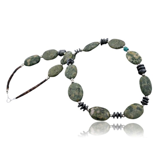 Certified Authentic Navajo .925 Sterling Silver Turquoise Jasper Native American Necklace 15432-35 Certified Authentic Navajo .925 Sterling Silver Turquoise Jasper Native American Necklace 15432-35