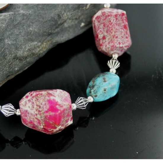 Certified Authentic Navajo .925 Sterling Silver Turquoise Jasper Native American Necklace 15432-38 Certified Authentic Navajo .925 Sterling Silver Turquoise Jasper Native American Necklace 15432-38