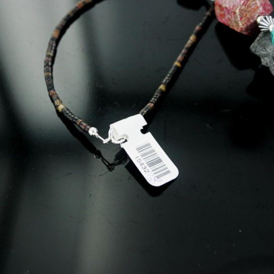 Certified Authentic Navajo .925 Sterling Silver Turquoise Jasper Native American Necklace 15432-38 Certified Authentic Navajo .925 Sterling Silver Turquoise Jasper Native American Necklace 15432-38