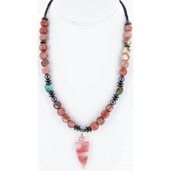 Certified Authentic Navajo .925 Sterling Silver Turquoise Jasper Native American Necklace 15891-3