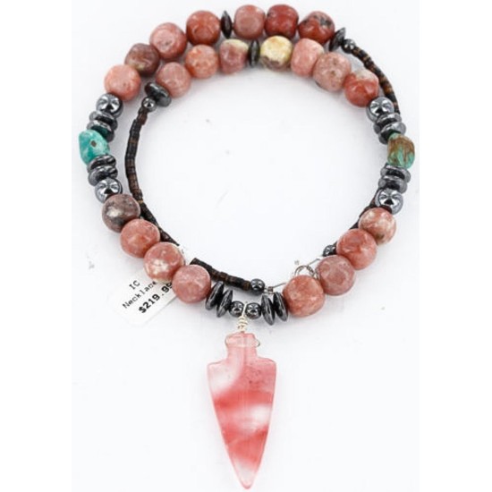 Certified Authentic Navajo .925 Sterling Silver Turquoise Jasper Native American Necklace 15891-3