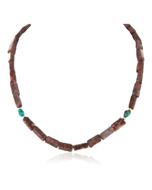 Certified Authentic Navajo .925 Sterling Silver Turquoise Jasper Native American Necklace 15995