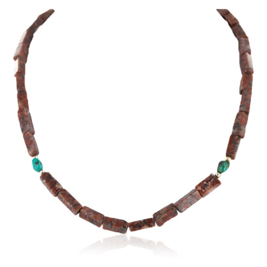 Certified Authentic Navajo .925 Sterling Silver Turquoise Jasper Native American Necklace 15995