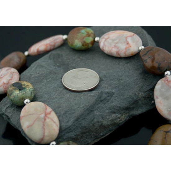 Certified Authentic Navajo .925 Sterling Silver Turquoise Jasper Native American Necklace 370879738864
