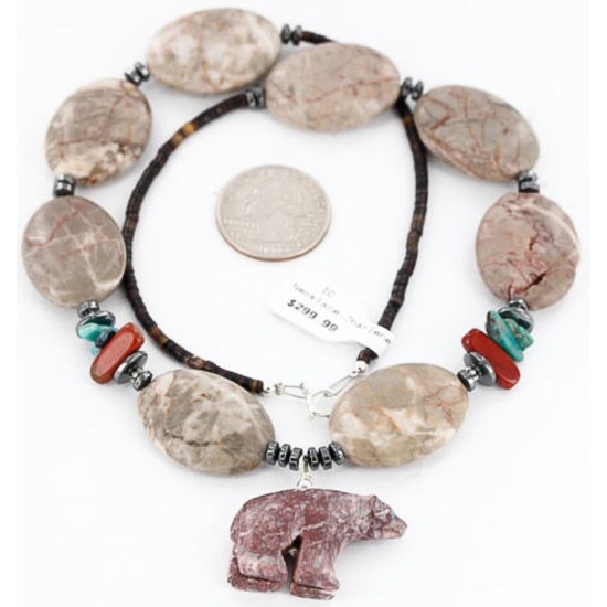 Certified Authentic Navajo .925 Sterling Silver Turquoise Jasper Native American Necklace 390797759518