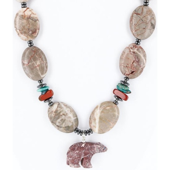 Certified Authentic Navajo .925 Sterling Silver Turquoise Jasper Native American Necklace 390797759518