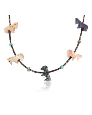 Certified Authentic Navajo .925 Sterling Silver Turquoise Jasper Native American Necklace 750109-13