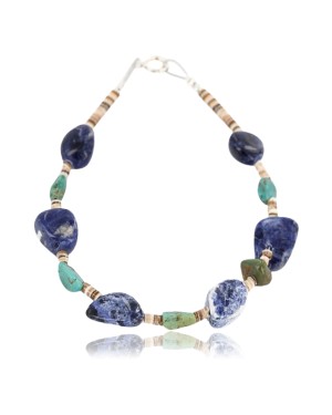 Certified Authentic Navajo .925 Sterling Silver Turquoise LAPIS Native American Bracelet 390785338349