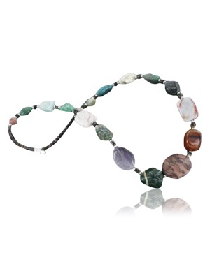 Certified Authentic Navajo .925 Sterling Silver Turquoise Multi Color Native American Necklace 15432-23-0