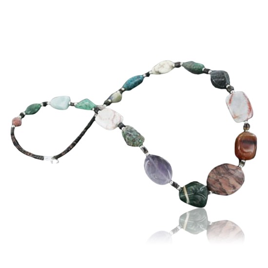 Certified Authentic Navajo .925 Sterling Silver Turquoise Multi Color Native American Necklace 15432-23-0
