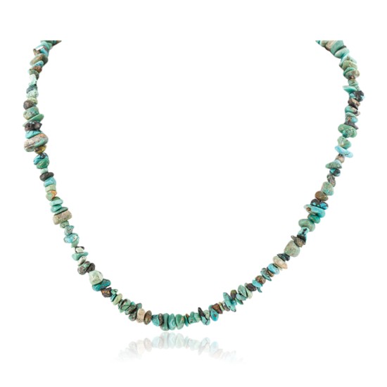 Certified Authentic Navajo .925 Sterling Silver Turquoise Native American Necklace 15851-380