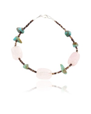 Certified Authentic Navajo .925 Sterling Silver Turquoise PINK QUARTZ Native American Bracelet 371017533633
