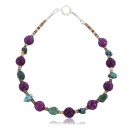Certified Authentic Navajo .925 Sterling Silver Turquoise PURPLE AGATE Native American Bracelet 371017131038