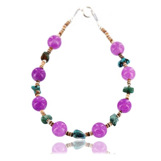 Certified Authentic Navajo .925 Sterling Silver Turquoise PURPLE AGATE Native American Bracelet 371017189228