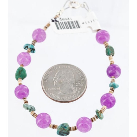 Certified Authentic Navajo .925 Sterling Silver Turquoise PURPLE AGATE Native American Bracelet 371017189228