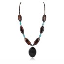 Navajo .925 Sterling Silver Turquoise RED TIGERS EYE Native American Necklace 390802463635