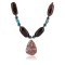 Certified Authentic Navajo .925 Sterling Silver Turquoise RED TIGERS EYE Native American Necklace 750121-4
