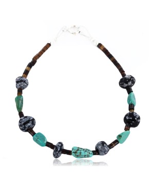 Certified Authentic Navajo .925 Sterling Silver Turquoise SNOWFLAKE Native American Bracelet 371017019493