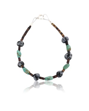 Certified Authentic Navajo .925 Sterling Silver Turquoise SNOWFLAKE Native American Bracelet 390795452933