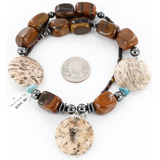 Navajo .925 Sterling Silver Turquoise Tigers Eye Jasper Native American Necklace 390820777782 Navajo .925 Sterling Silver Turquoise Tigers Eye Jasper Native American Necklace 390820777782
