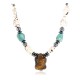 Certified Authentic Navajo .925 Sterling Silver Turquoise Tigers Eye Native American Necklace 15888-1