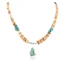 Navajo 925 Sterling Silver Turquoise Spiny Oyster Heishi Necklace 16061