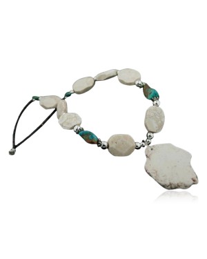 Certified Authentic Navajo .925 Sterling Silver White and Turquoise Native American Necklace 390617925288