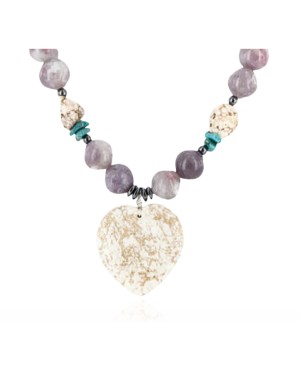 Certified Authentic Navajo .925 Sterling Silver White Howlite Agate Native American Necklace 15310-2
