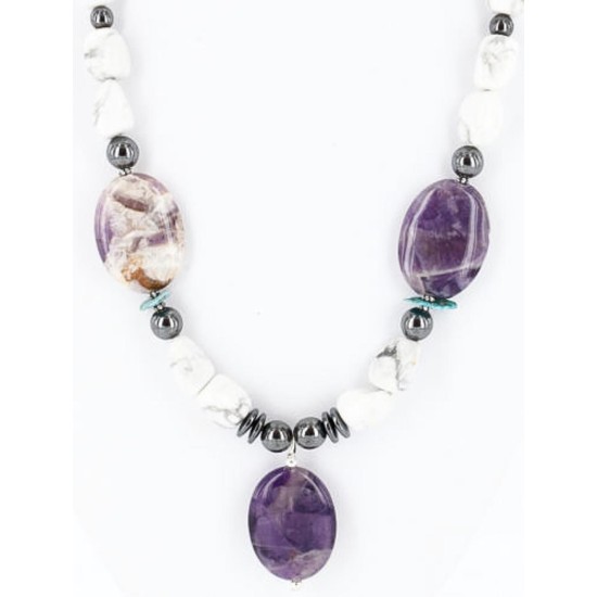 Certified Authentic Navajo .925 Sterling Silver White Howlite Amethyst Native American Necklace 371044635481
