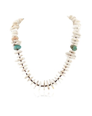Certified Authentic Navajo .925 Sterling Silver White Howlite and Turquoise Native American Necklace 25101