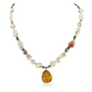 Certified Authentic Navajo .925 Sterling Silver White Howlite Carnelian Jasper Native American Necklace 15463-17