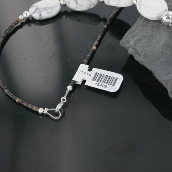 Certified Authentic Navajo .925 Sterling Silver White Howlite Jasper Native American Necklace 15409-37